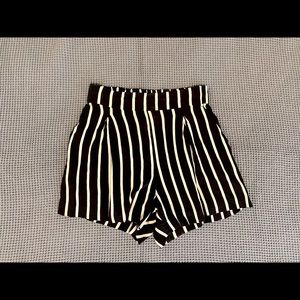 High-rise striped paper bag shorts